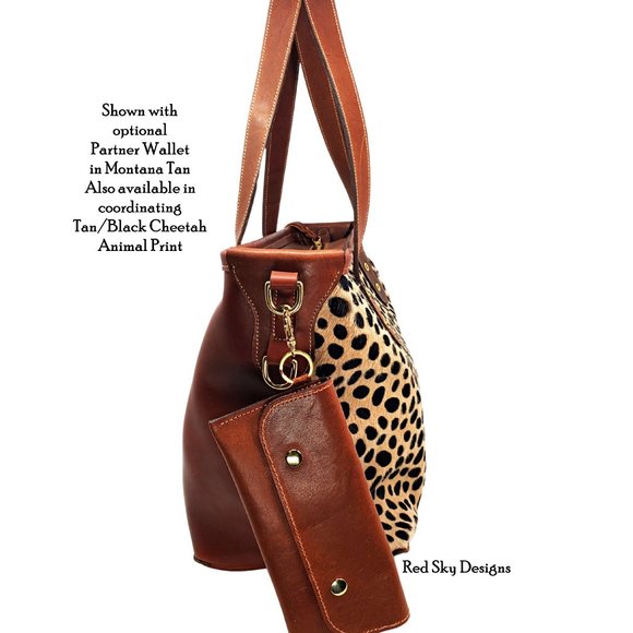 Hair On Cowhide Animal Print Cheetah/Leather Tote - Picture 11 of 12